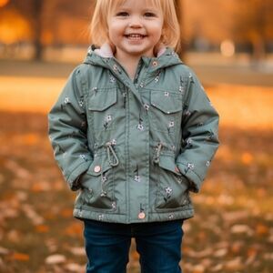 🖤 OshKosh B'gosh Green Floral Puffer Jacket